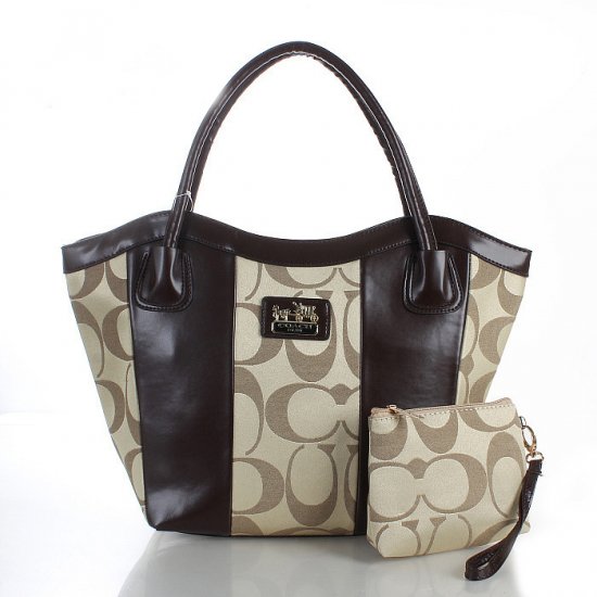 Coach Legacy Striped Monogram Medium Apricot Totes FDP | Women - Click Image to Close